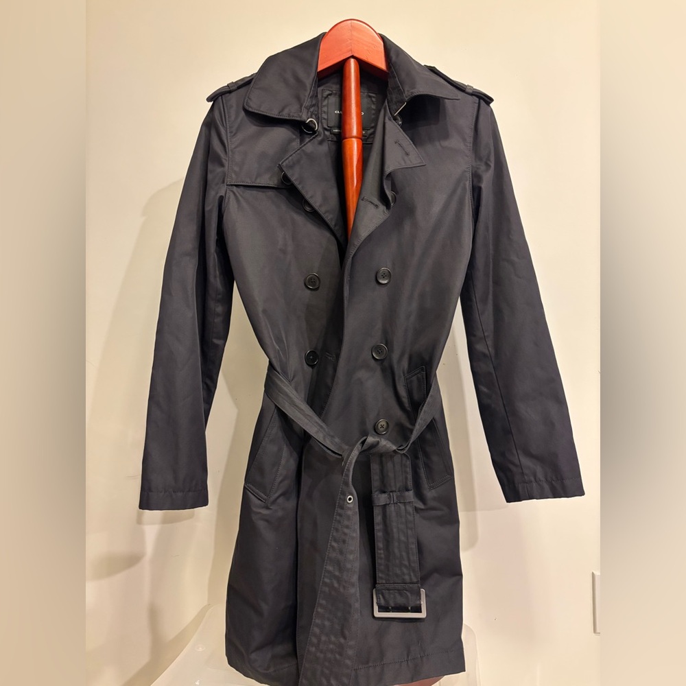 Club Monaco Double Breasted Trench Coat Black Size XS